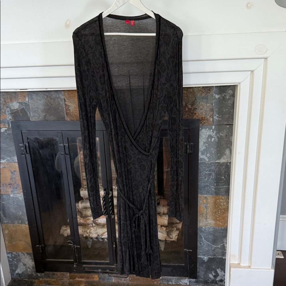Esprit Charcoal Gray Wrap Dress with long sleeves. Size M/L.